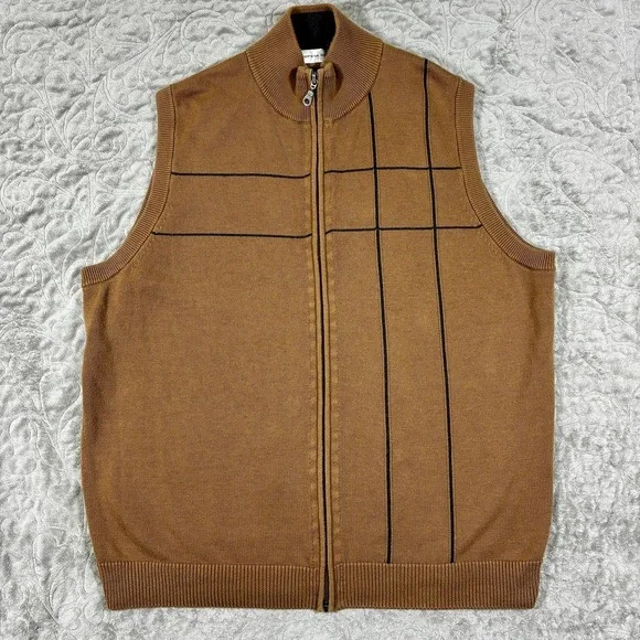 Cyprus Links 90s Golf Sweater Vest XL Chocolate Brown Fisherman Grandpa Indie - Picture 1 of 8